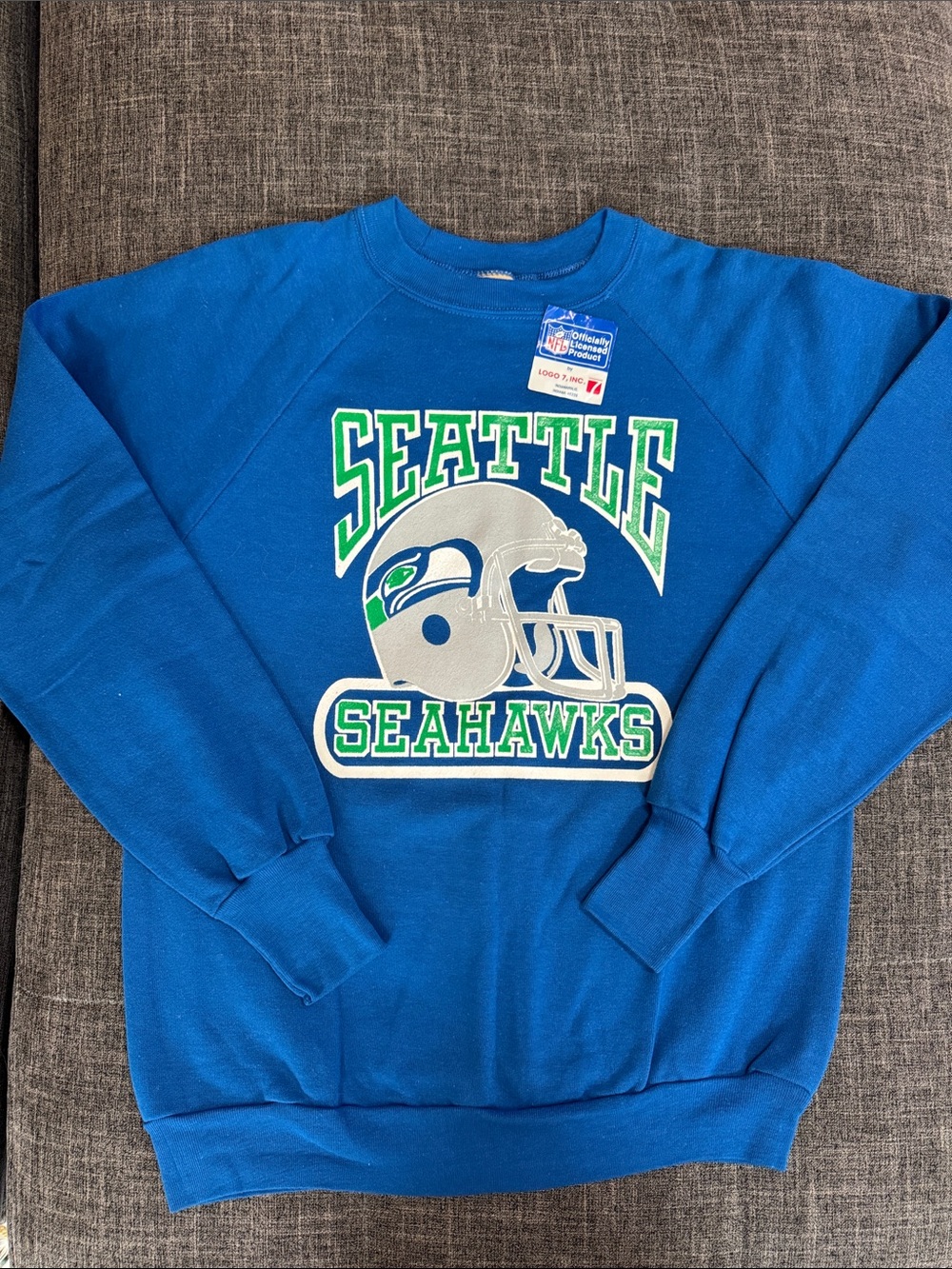 Vintage Seattle Seahawks Logo 7 Made in USA NFL Sweatshirt L Original Tags